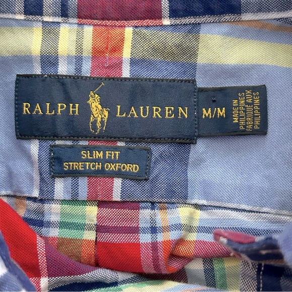 Ralph Lauren Slim Fit Stretch Oxford Multicolor Plaid Shirt - Picture 3 of 7